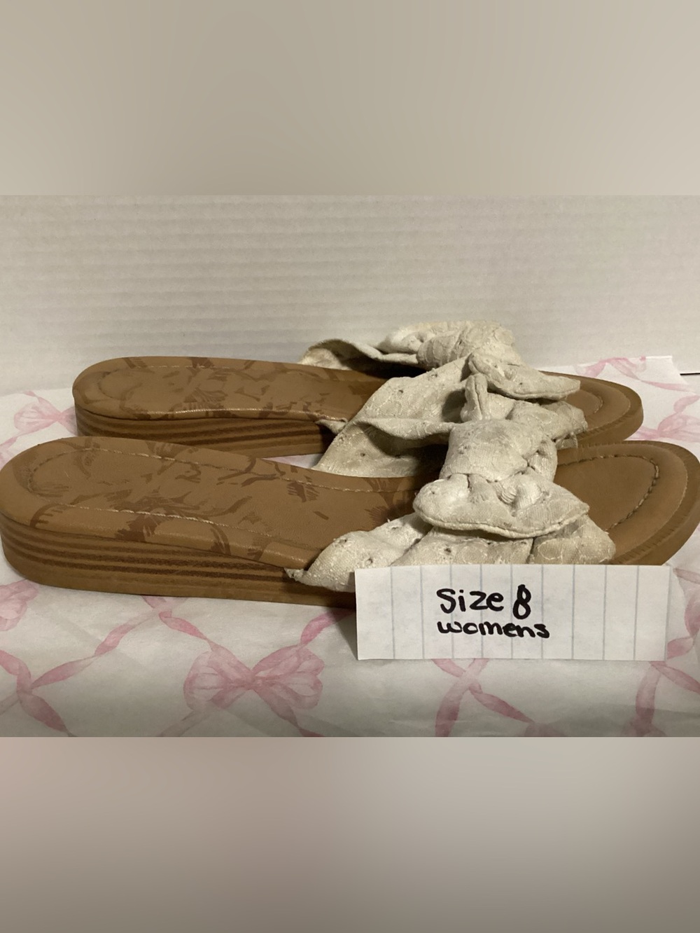 Blowfish Cream Knot-Top Slide Sandals Size 8 - Picture 8 of 9